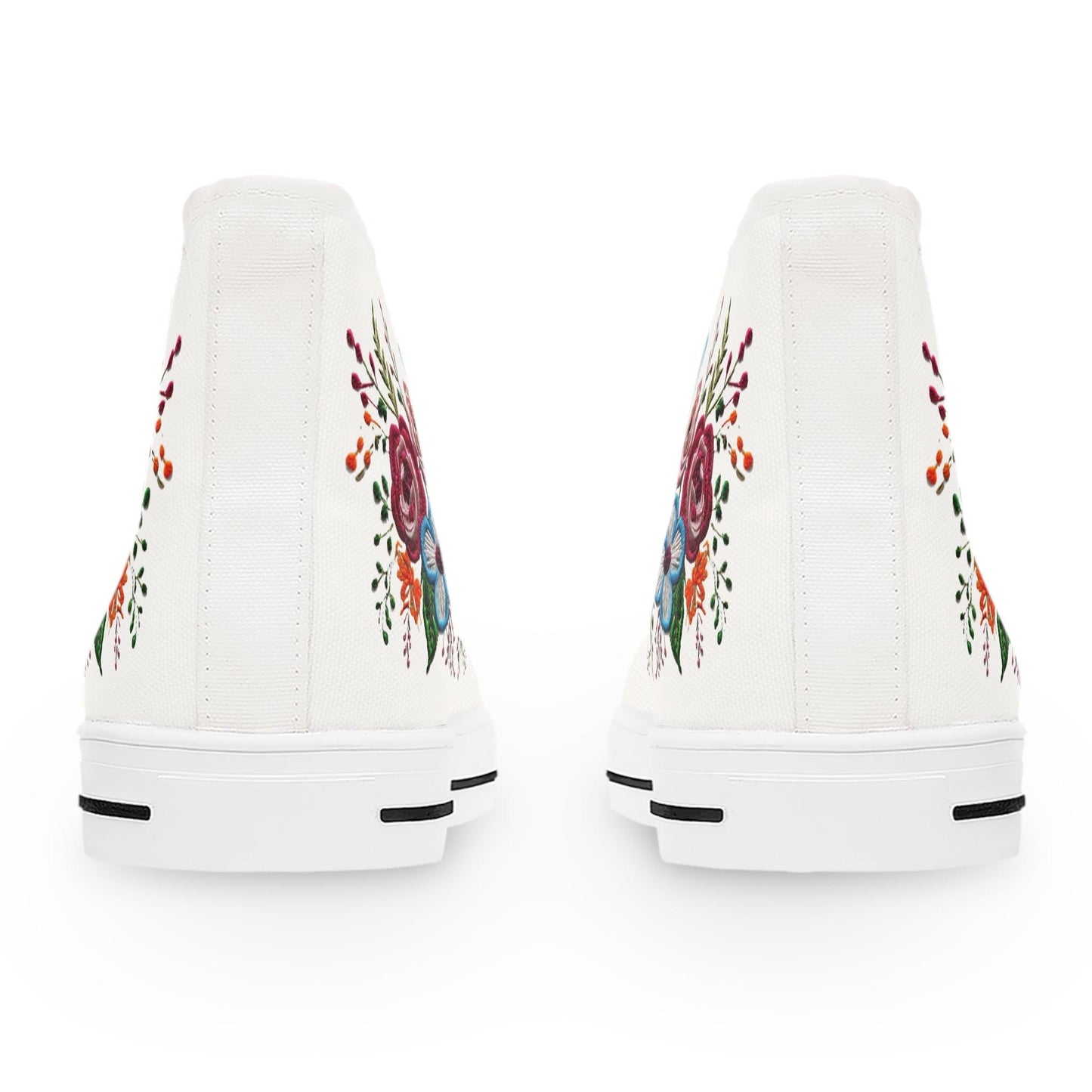 Womens White High Top Sneakers with Vibrant Wildflower Design