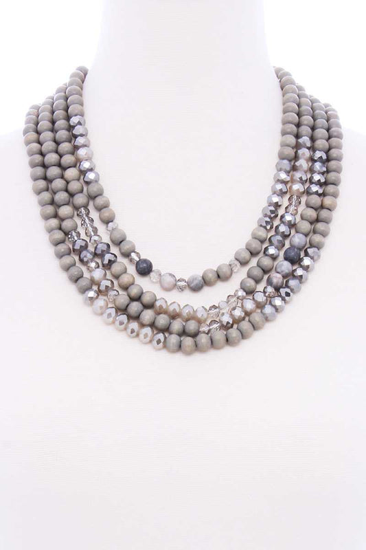 Chunky 4 Layered Bead Multi Necklace - It's a Girly Place