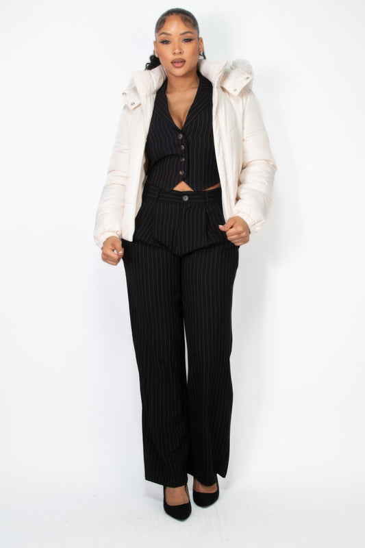 Insulated Zip-up Faux Fur Hooded Jacket - It's a Girly Place