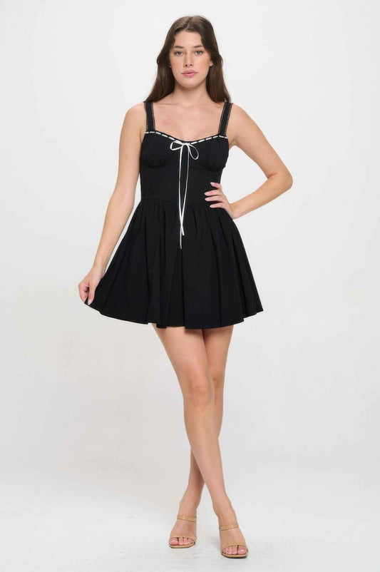 Front Ribbon Tie Bustier Dress