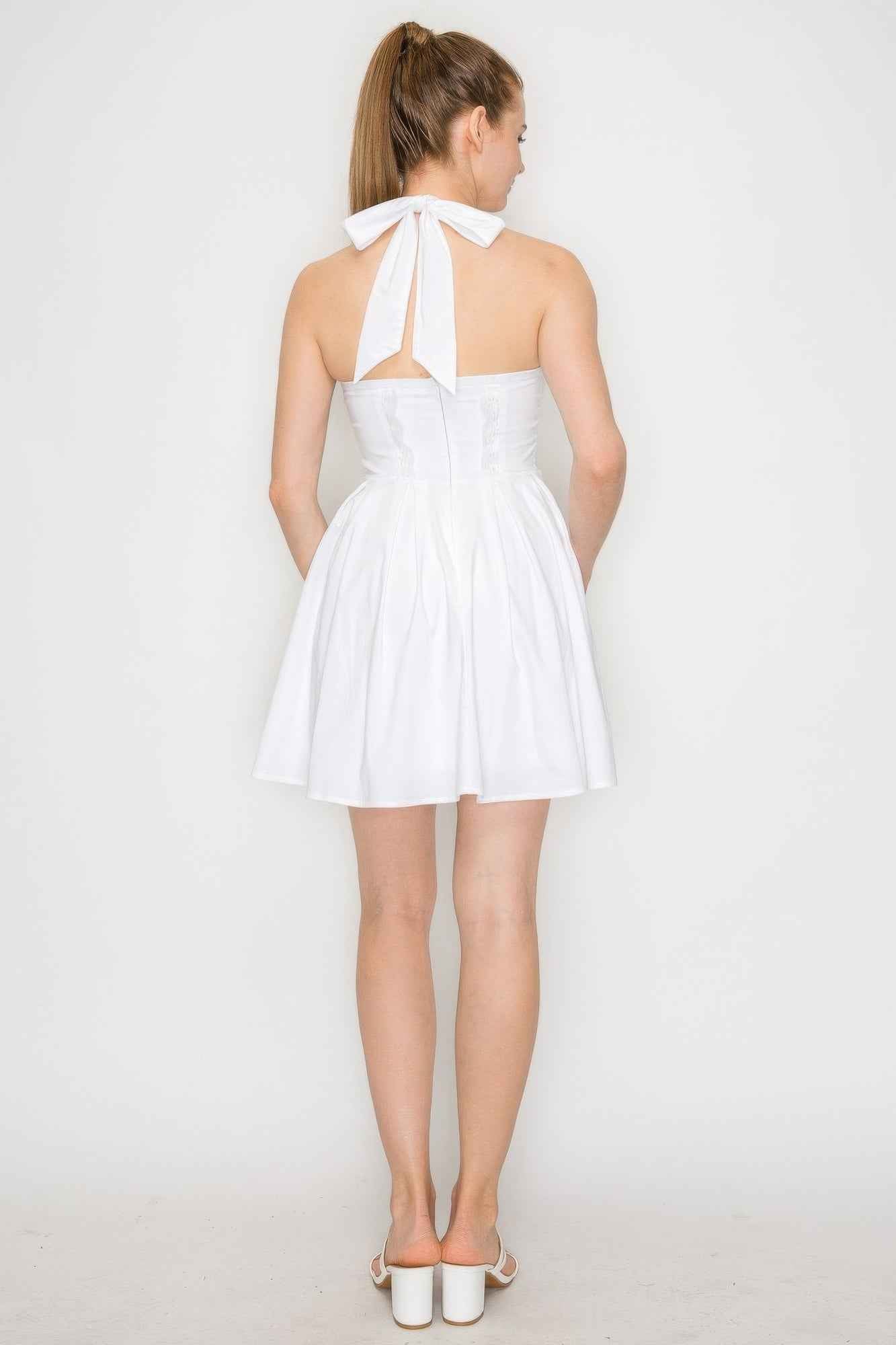 Corset Self-tie Ribbon Zippered Dress