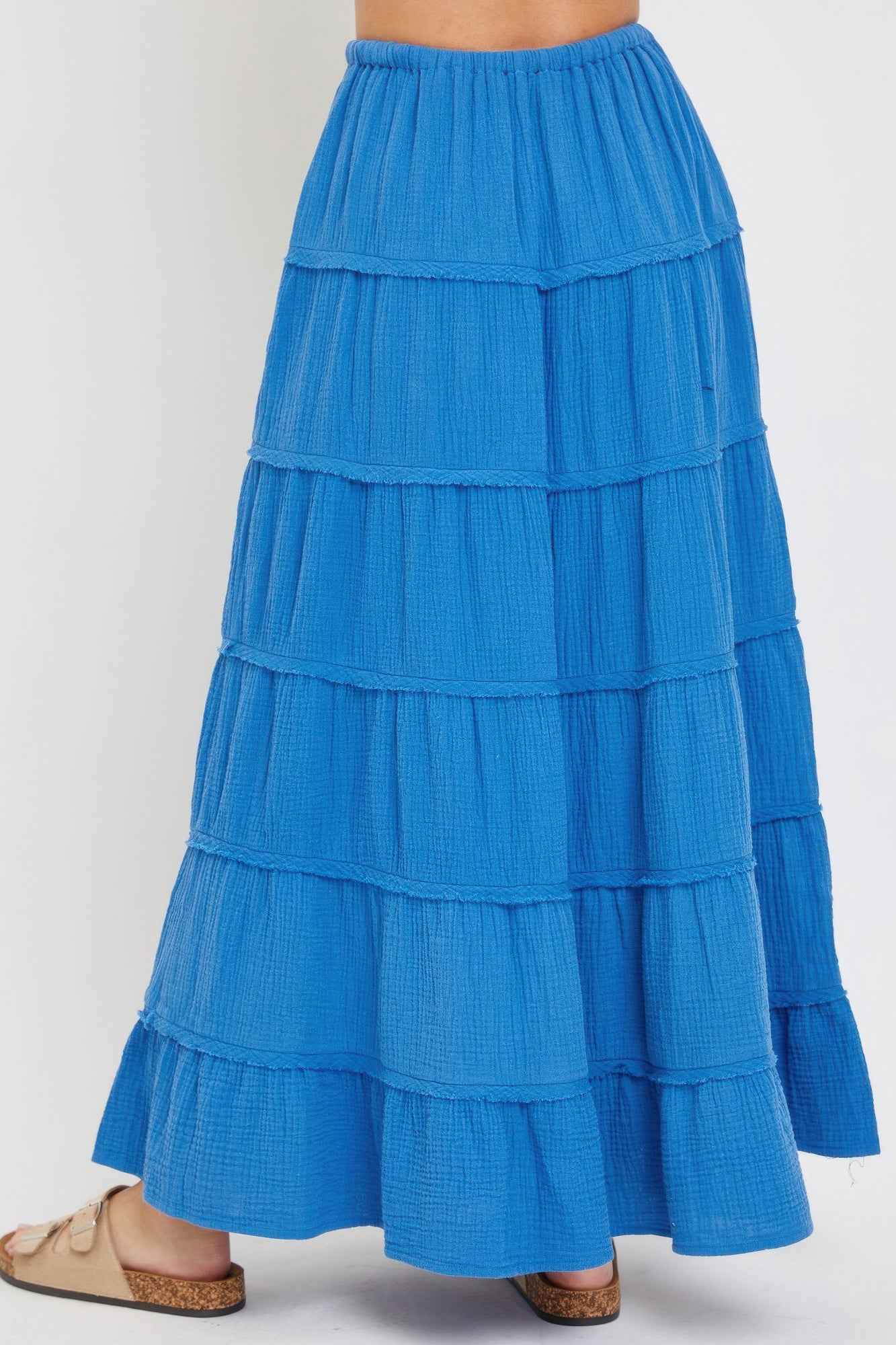 Cotton Gauze Tiered Maxi Skirt