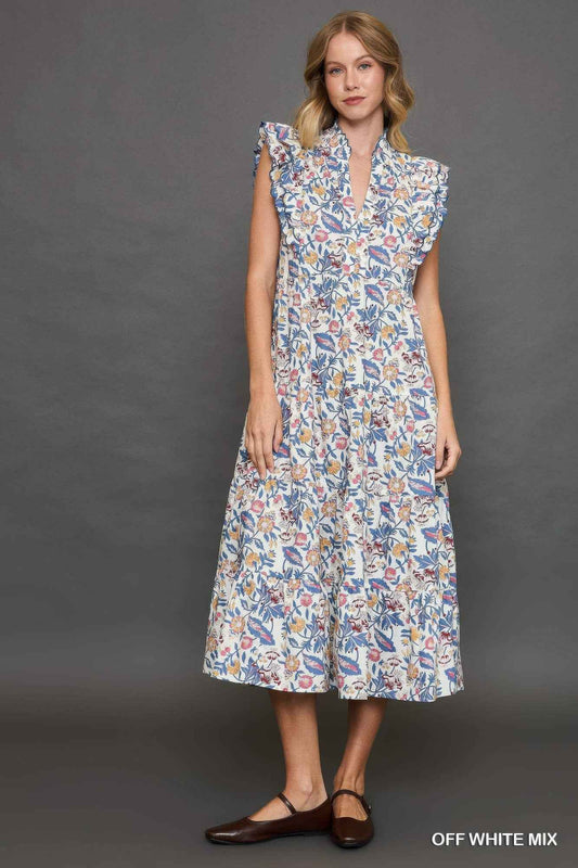 Floral Garden Print Tiered Maxi Dress