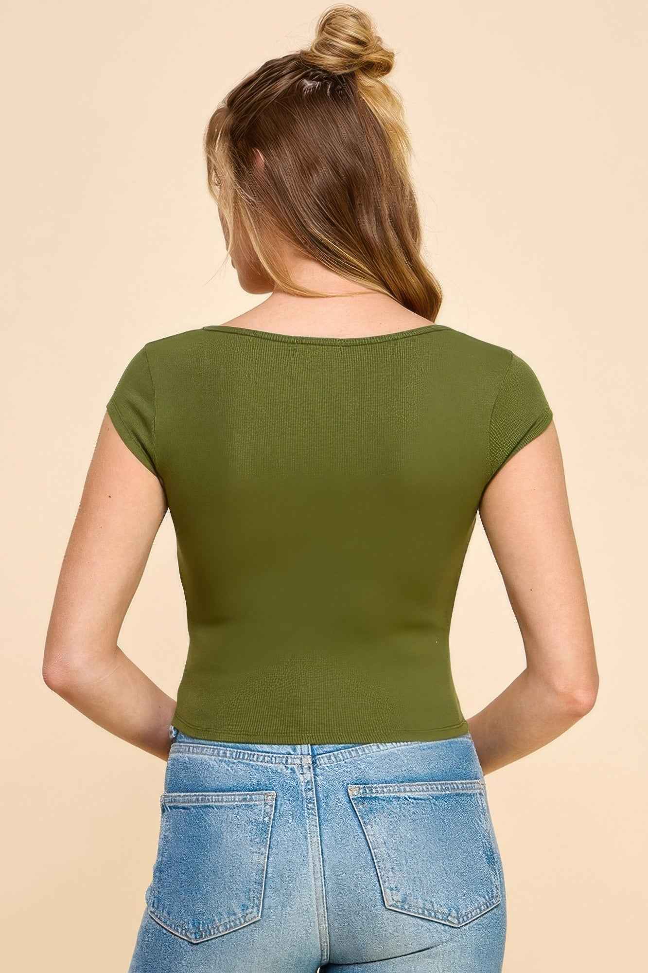 Square Neck Cap Sleeve Top