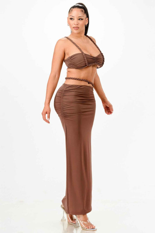 Cord Top And Skirt Set