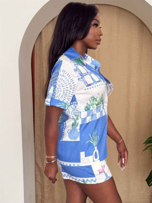 Santorini Sketch Short Sleeve Set