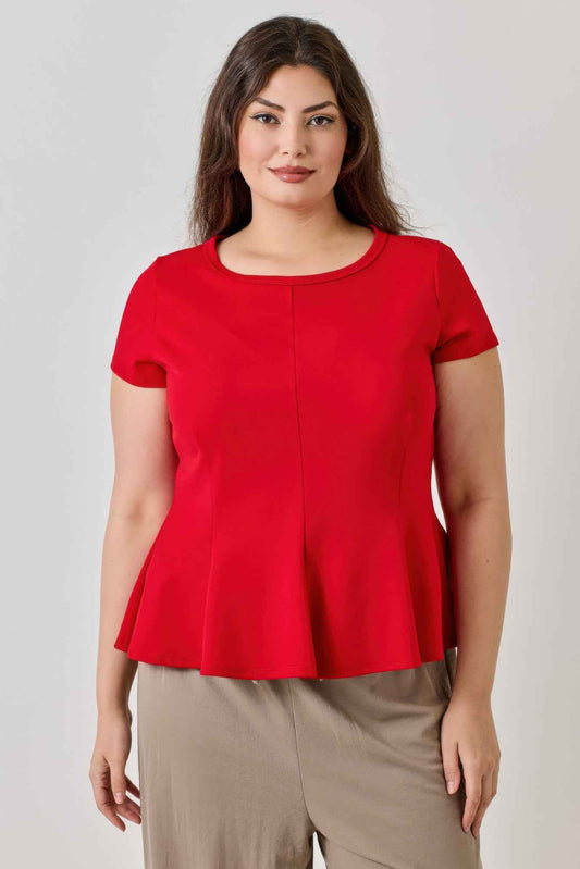 Plus Size Ss Scuba Crepe Peplum Top