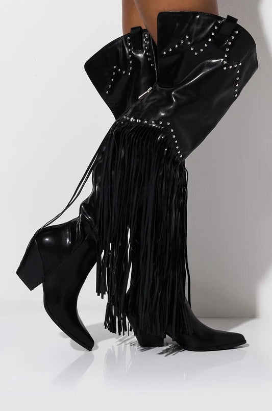 Vintage Fringe Over-the-Knee Boots