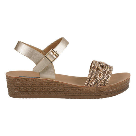 Women's Fay Gold Embellished Cross Strap Sandals