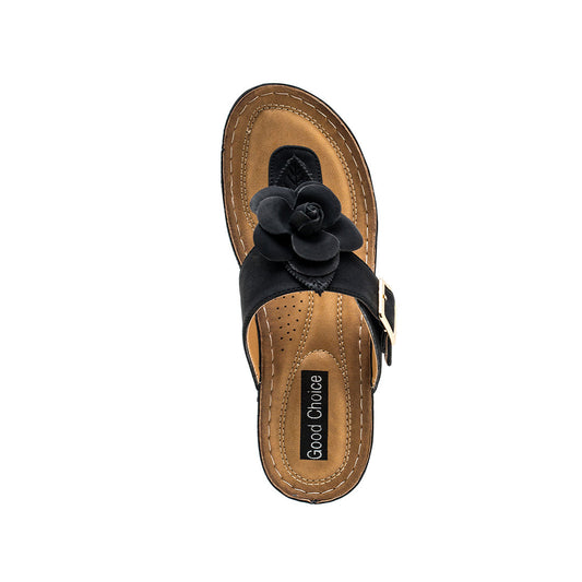 Women's Flora Black Wedge Sandals