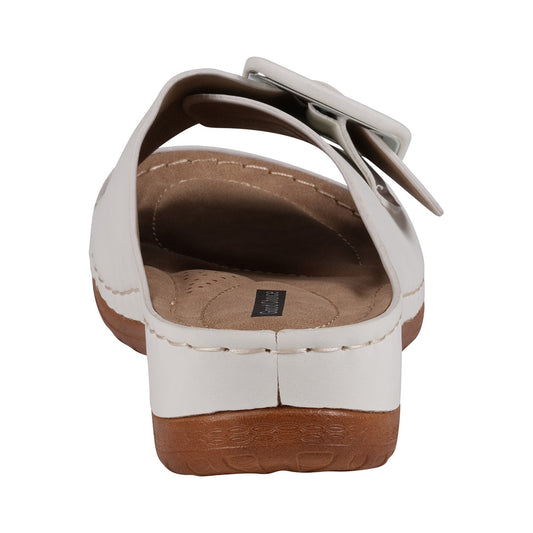 Women's Hamden White Buckled Flat Sandals