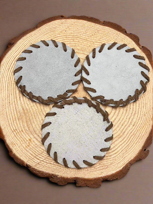 Horse Shoe Cowhide Coasters with Laced Border