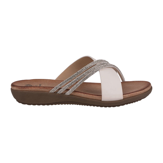 Women's Iris White Embellished Asymmetrical Flat Sandals