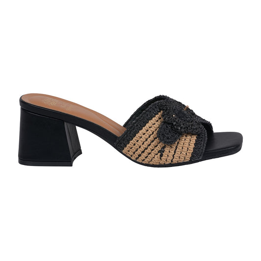 Women's Liza Black Woven Heeled Sandals