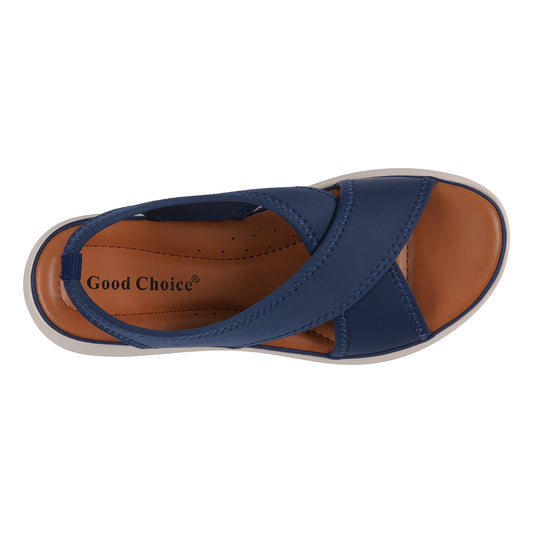 Women's Nixie Navy Stretch Lycra Wedge Sandals