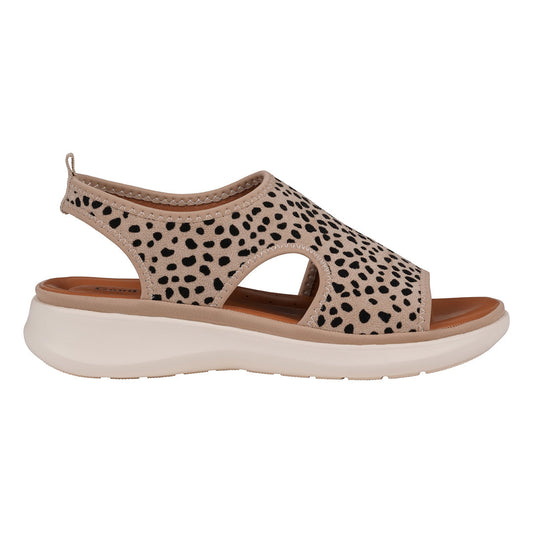 Women's Romy Leopard Stretch Lycra Wedge Sandals