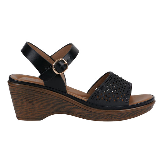 Women's West Black Wedge Sandals