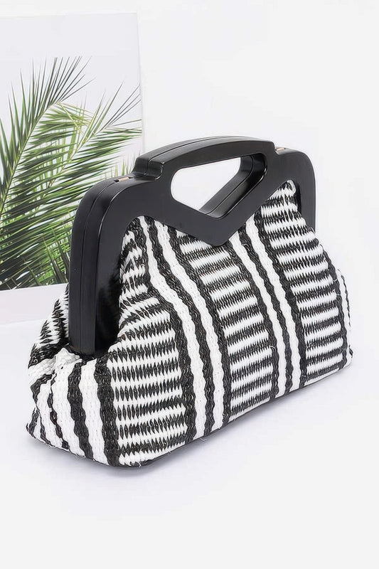 Faux Straw Wood Frame Clutch - It's a Girly Place