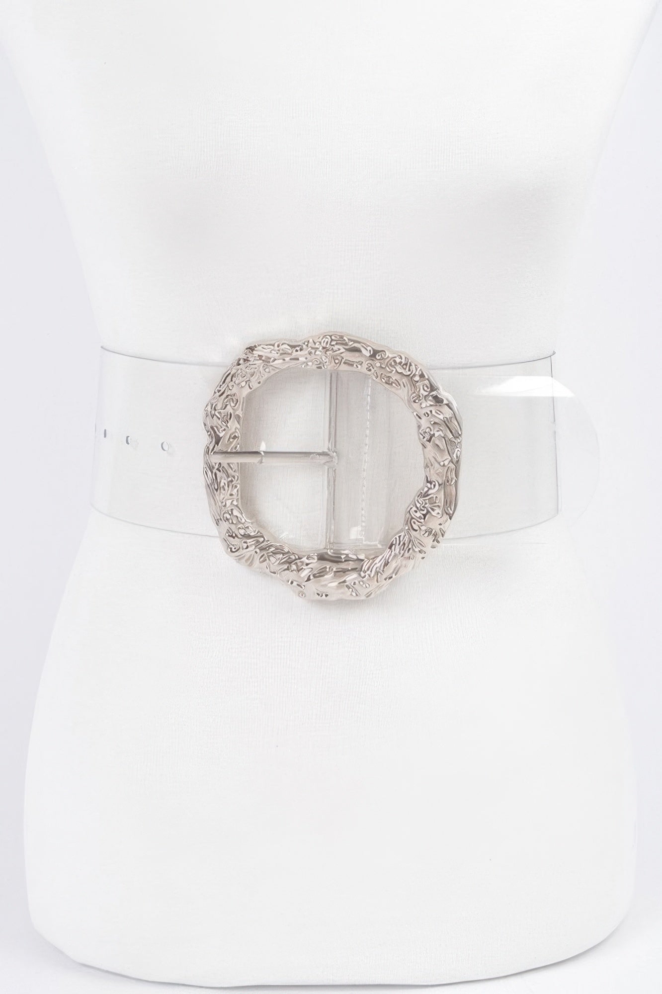 Big Vintage Round Metal Buckle Clear Plussize Belt - It's a Girly Place