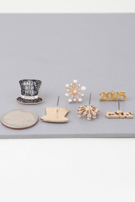 Multi 2025 New Year Earrings Set - It's a Girly Place