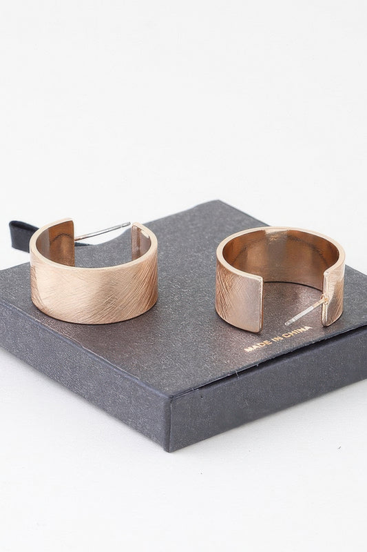 Crosshatched Wide Hoop Earrings - It's a Girly Place