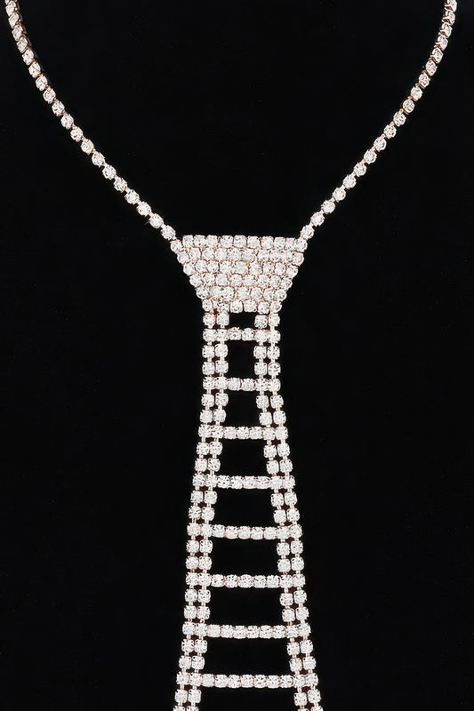 Rhinestone Necktie Necklace - It's a Girly Place