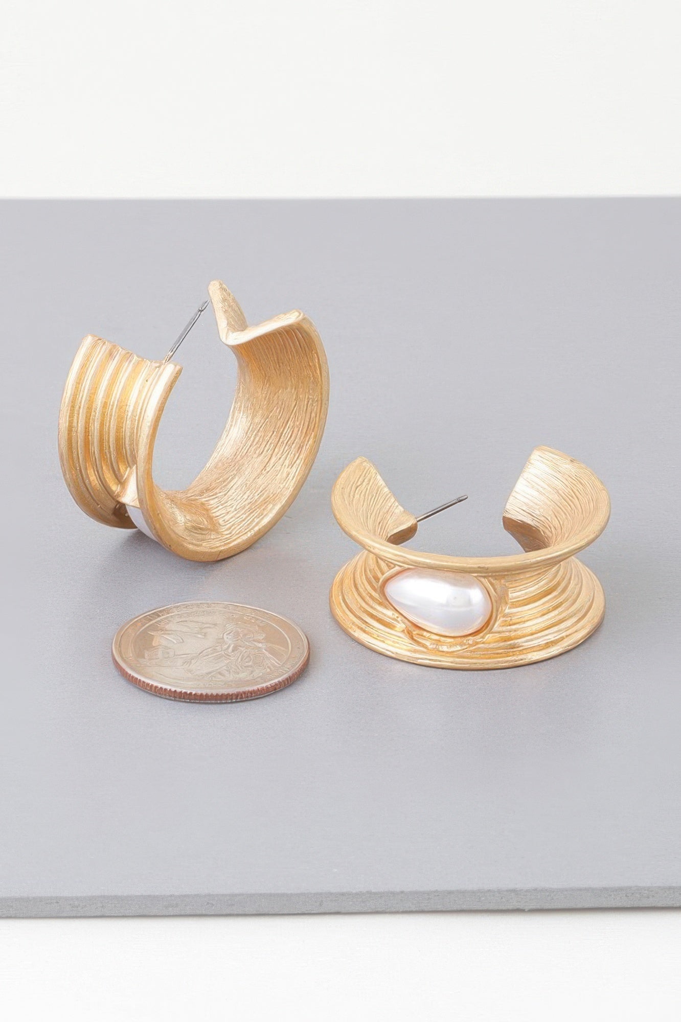 Flared Pearl Teardrop Hoop Earrings - It's a Girly Place