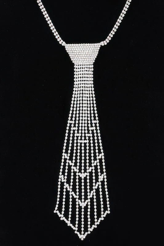 Rhinestone Necktie Necklace - It's a Girly Place
