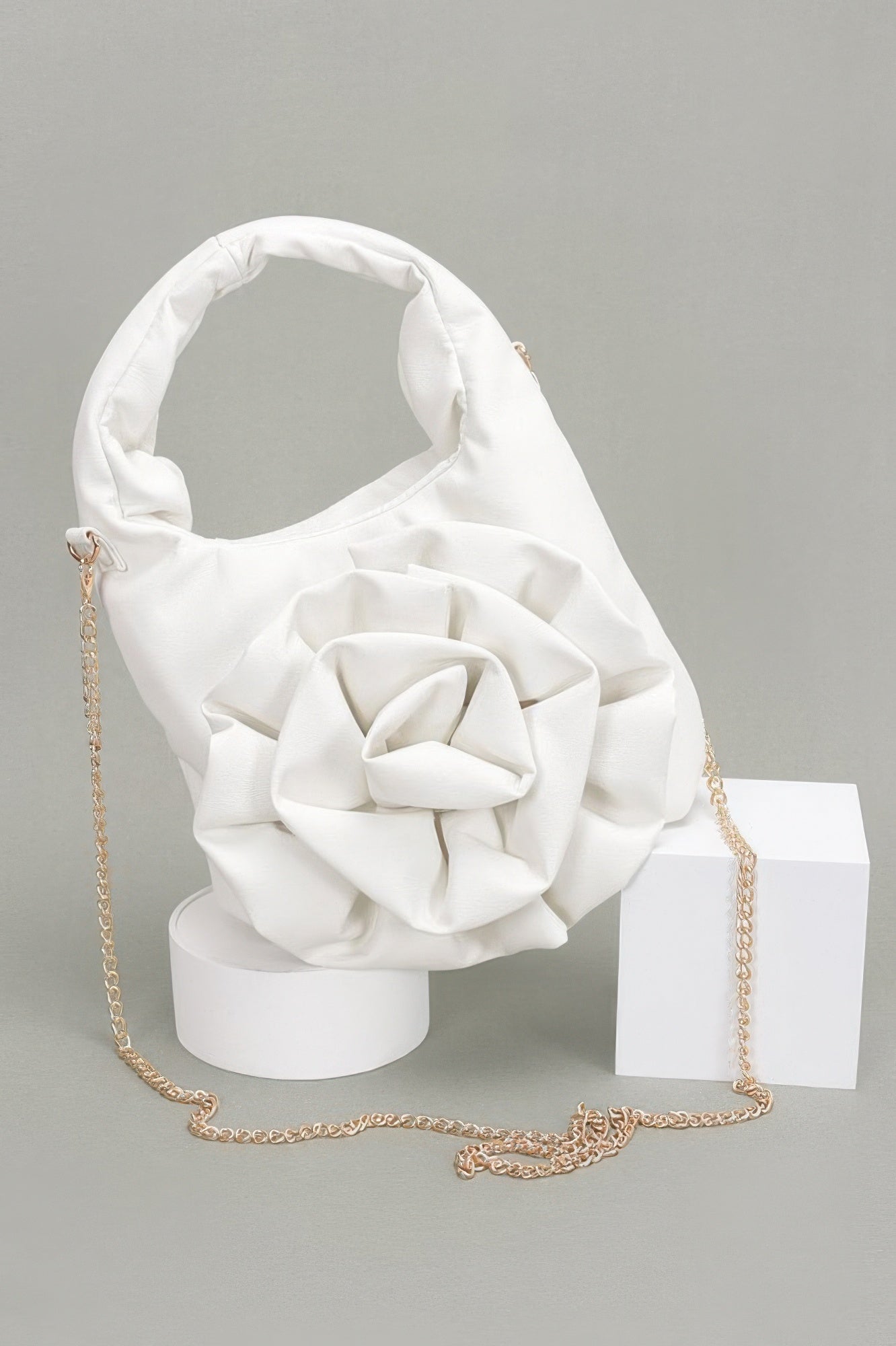 Faux Leather Big Flower Handle Bag - It's a Girly Place