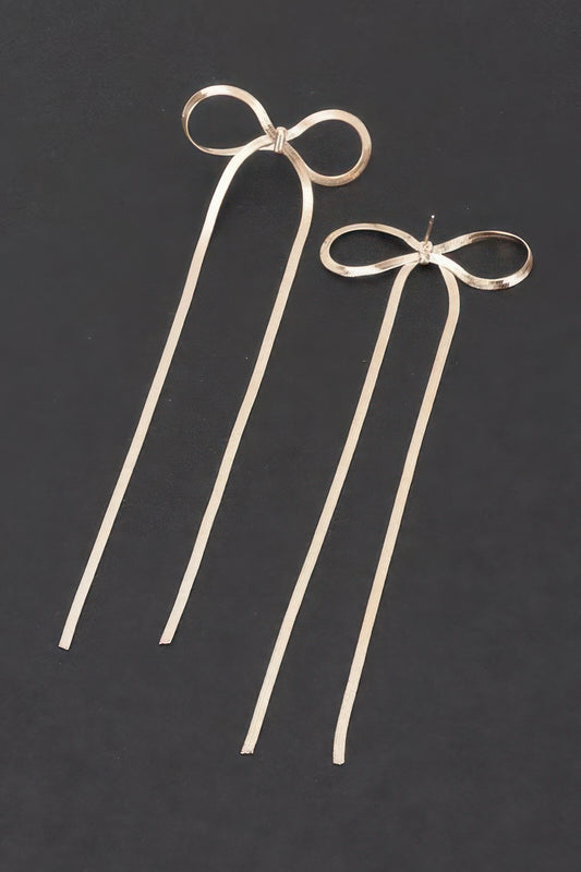 Metal Snake Chain Ribbon Earrings - It's a Girly Place