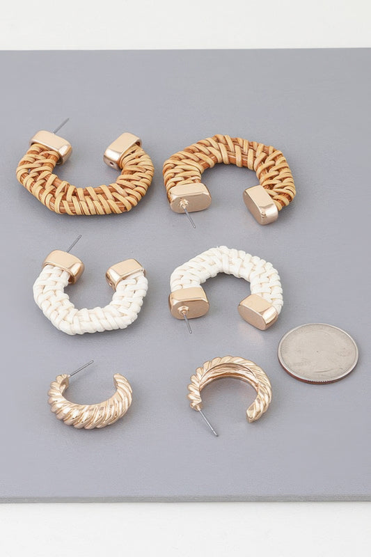 Multi Geometric Weaved Hoop Earrings Set - It's a Girly Place