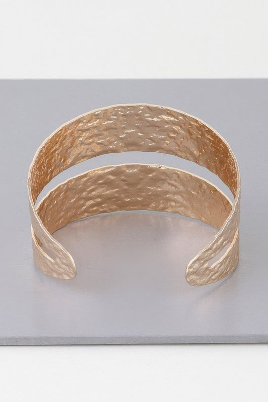 Hammered Double Wrap Cuff Bracelet - It's a Girly Place