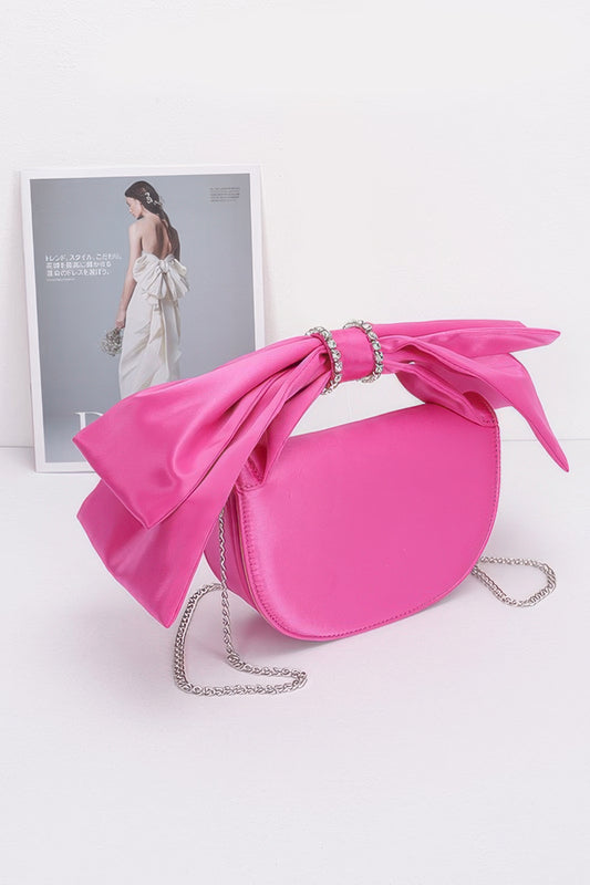 Oversized Bow Handle Satin Crossbody Bag - It's a Girly Place