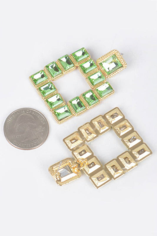 Rhinestone Square Earring - It's a Girly Place