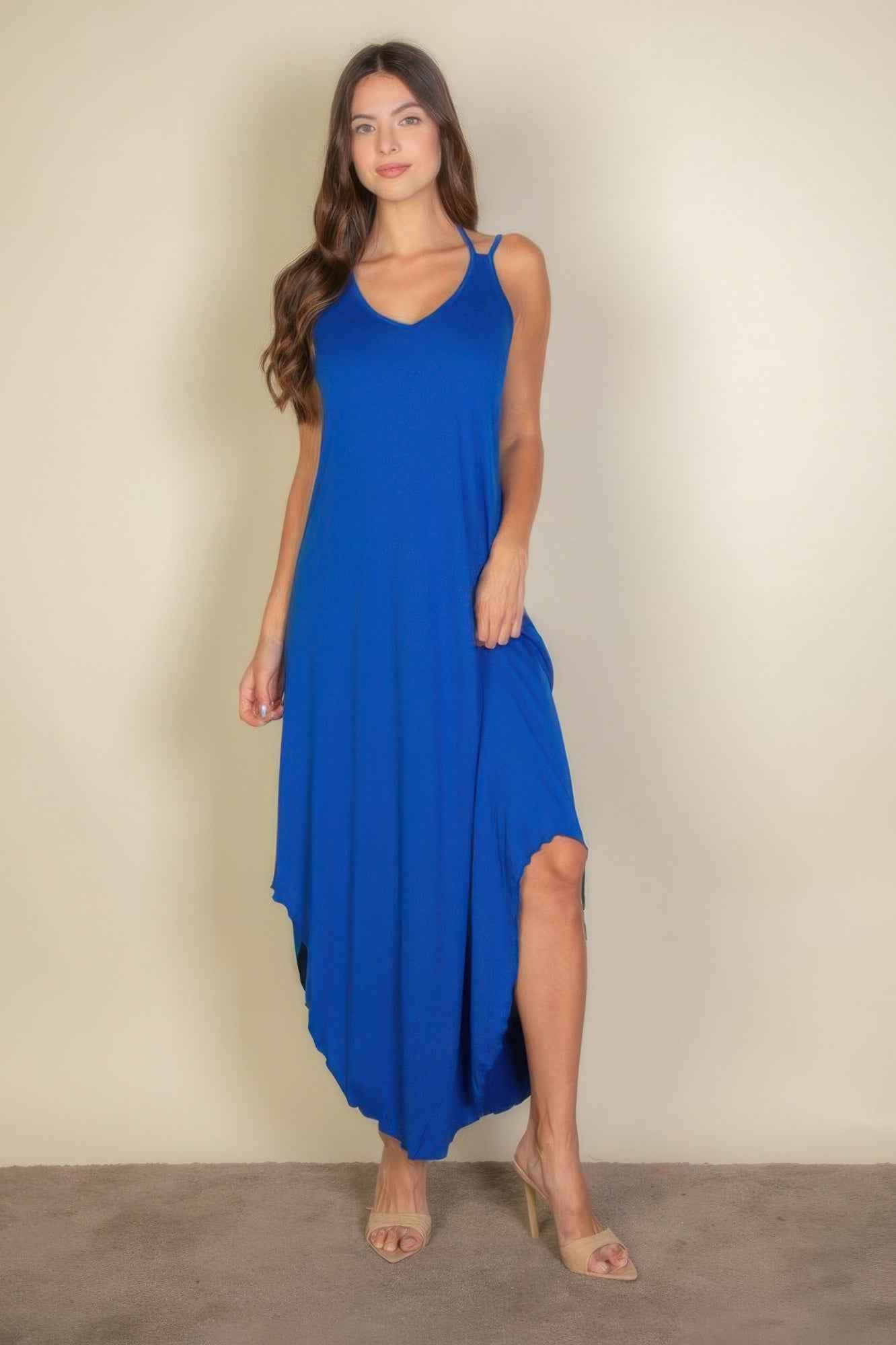 Solid Cami Double Strap Loose Fit Dress