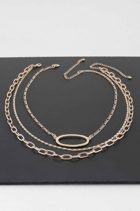 Triple Open Oval Chain Necklace