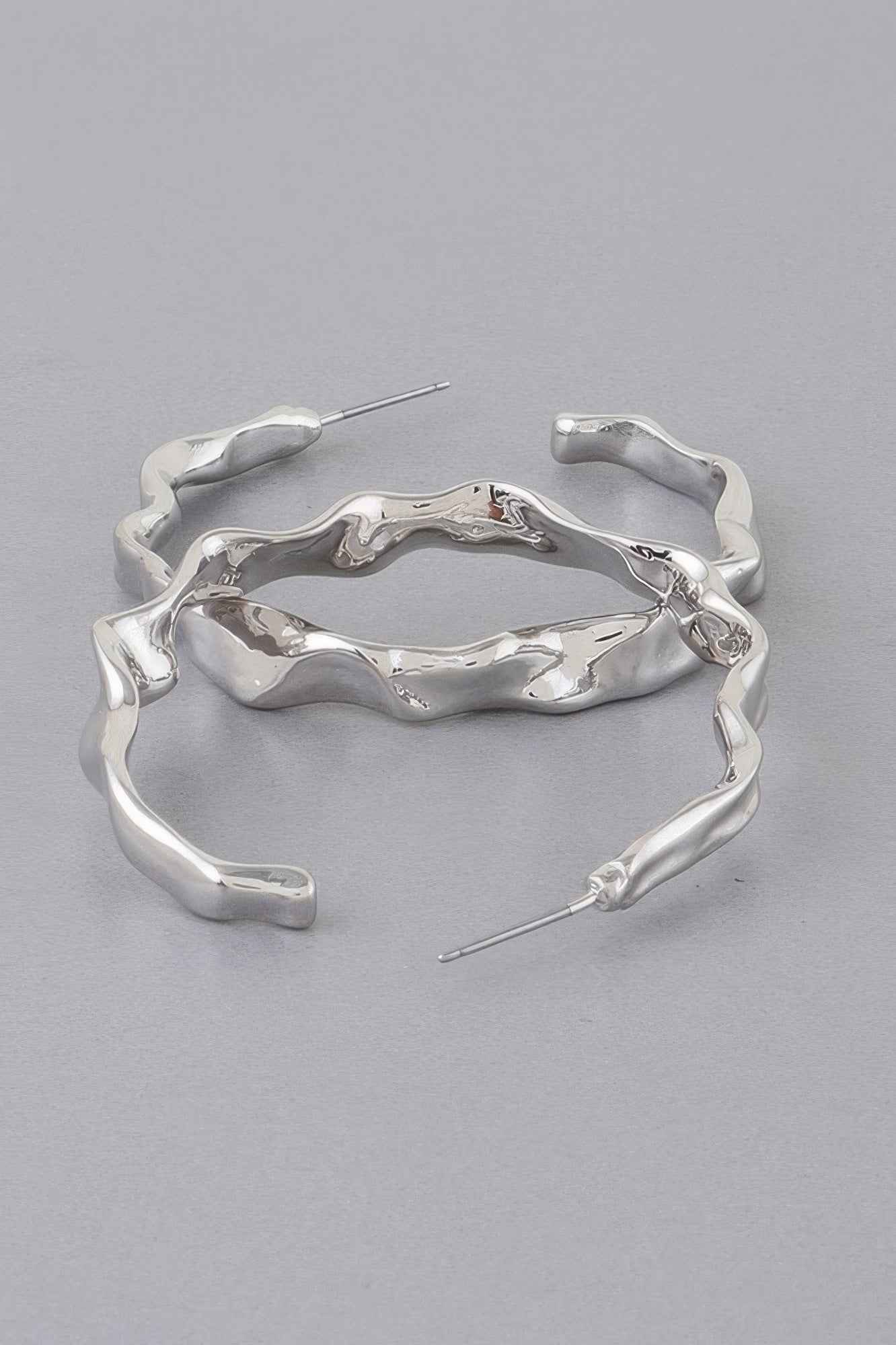 Wavy Accent Hoop Earrings