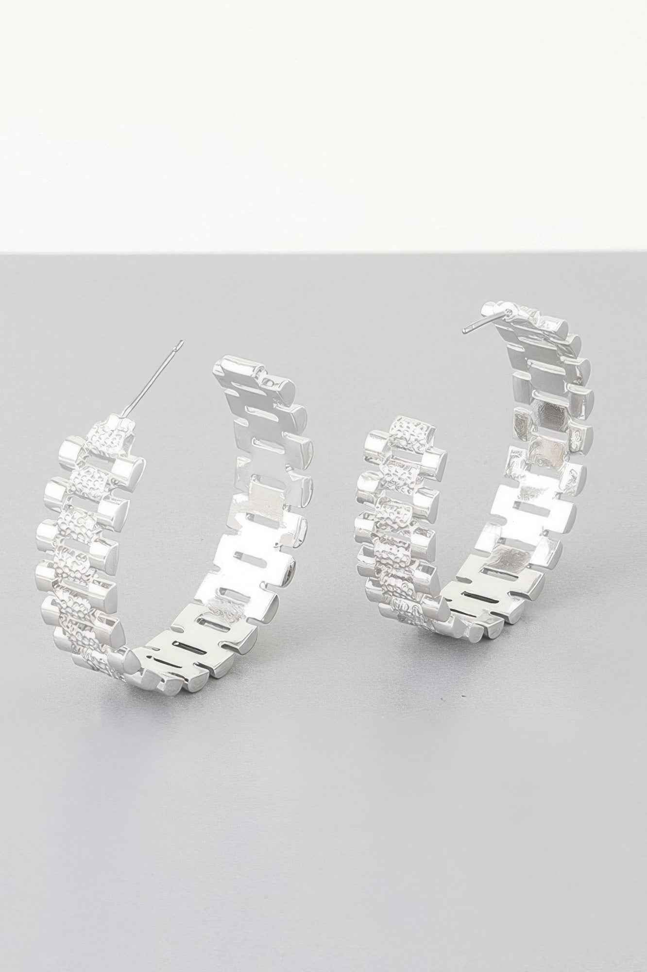 Triple Box Chain Hoop Earrings
