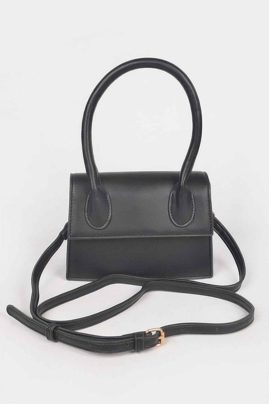 Faux Leather Top Handle Bag
