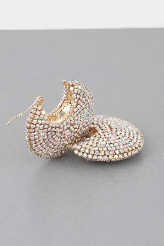 Bedazzled Crescent Hoop Earrings
