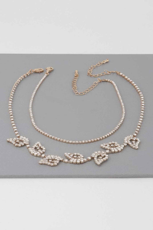 Rhinestone Leafs Choker Necklace