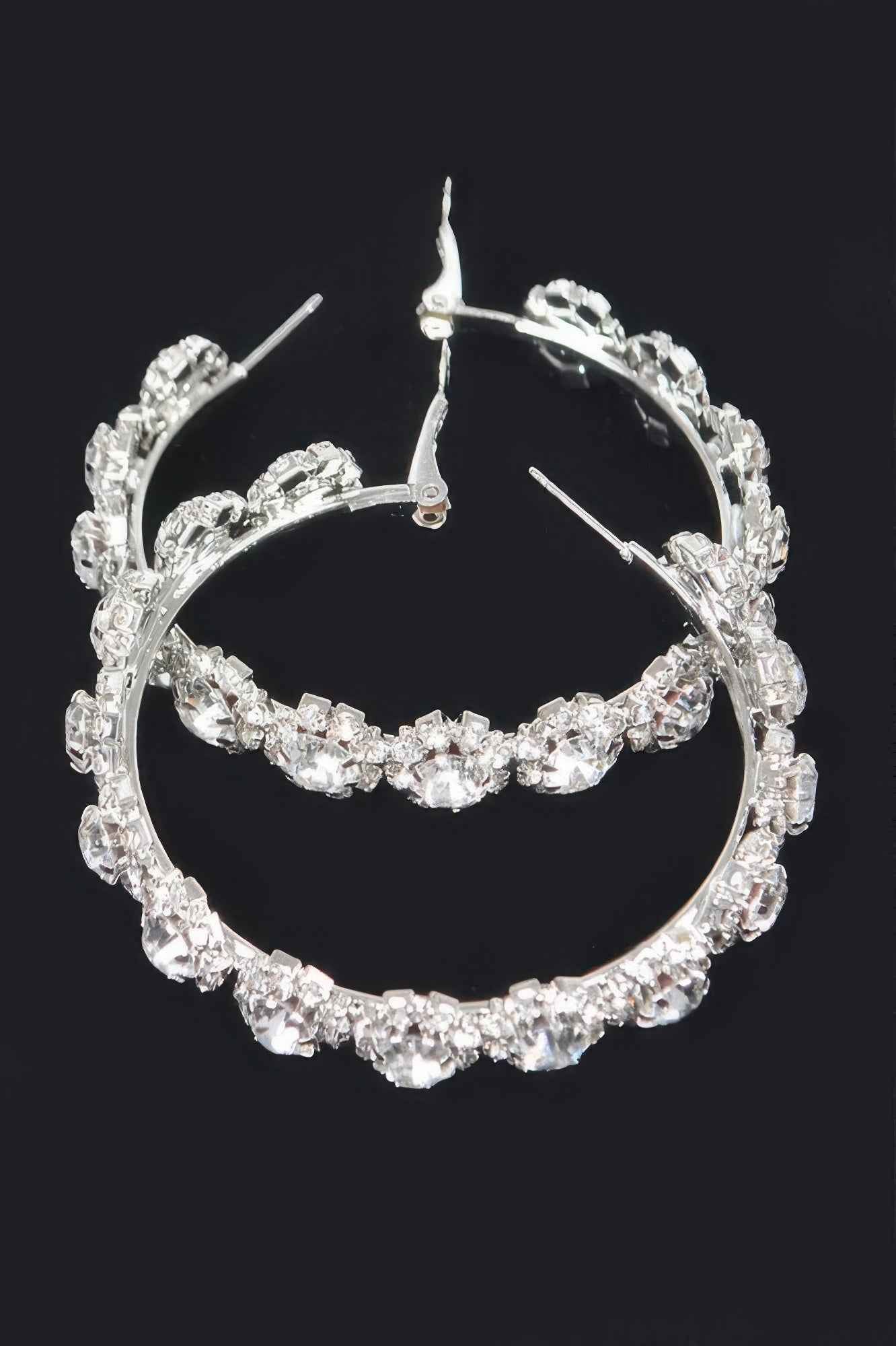 Multi Rhinestone Flower Hoop Earring