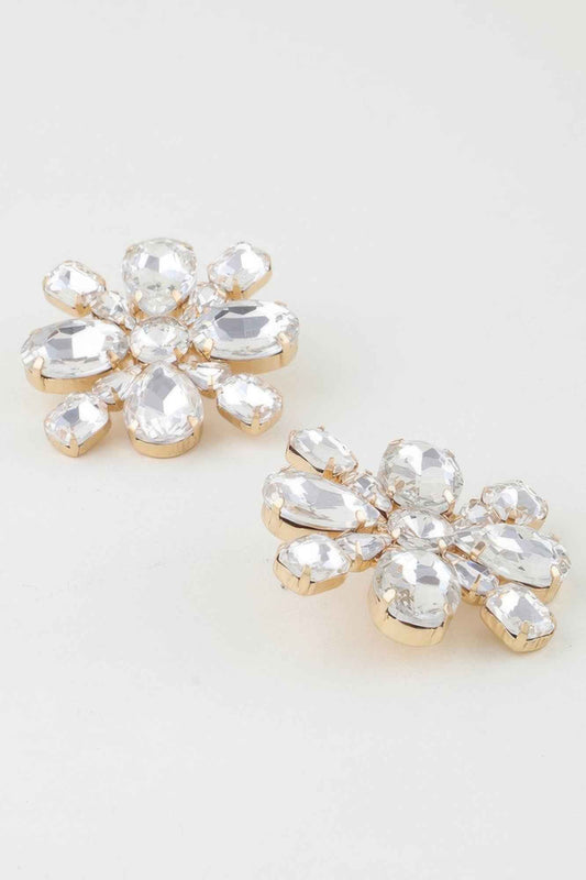 Bejeweled Flower Stud Earrings