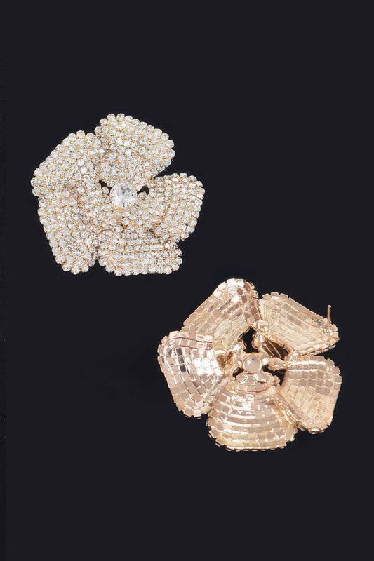 Rhinestone Flower Stud Earring
