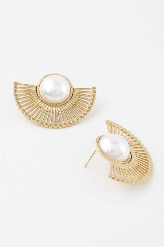 Half Rising Sun Pearl Earrings