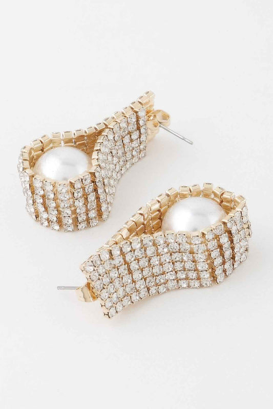 Rhinestone Pearl Wrap Earrings