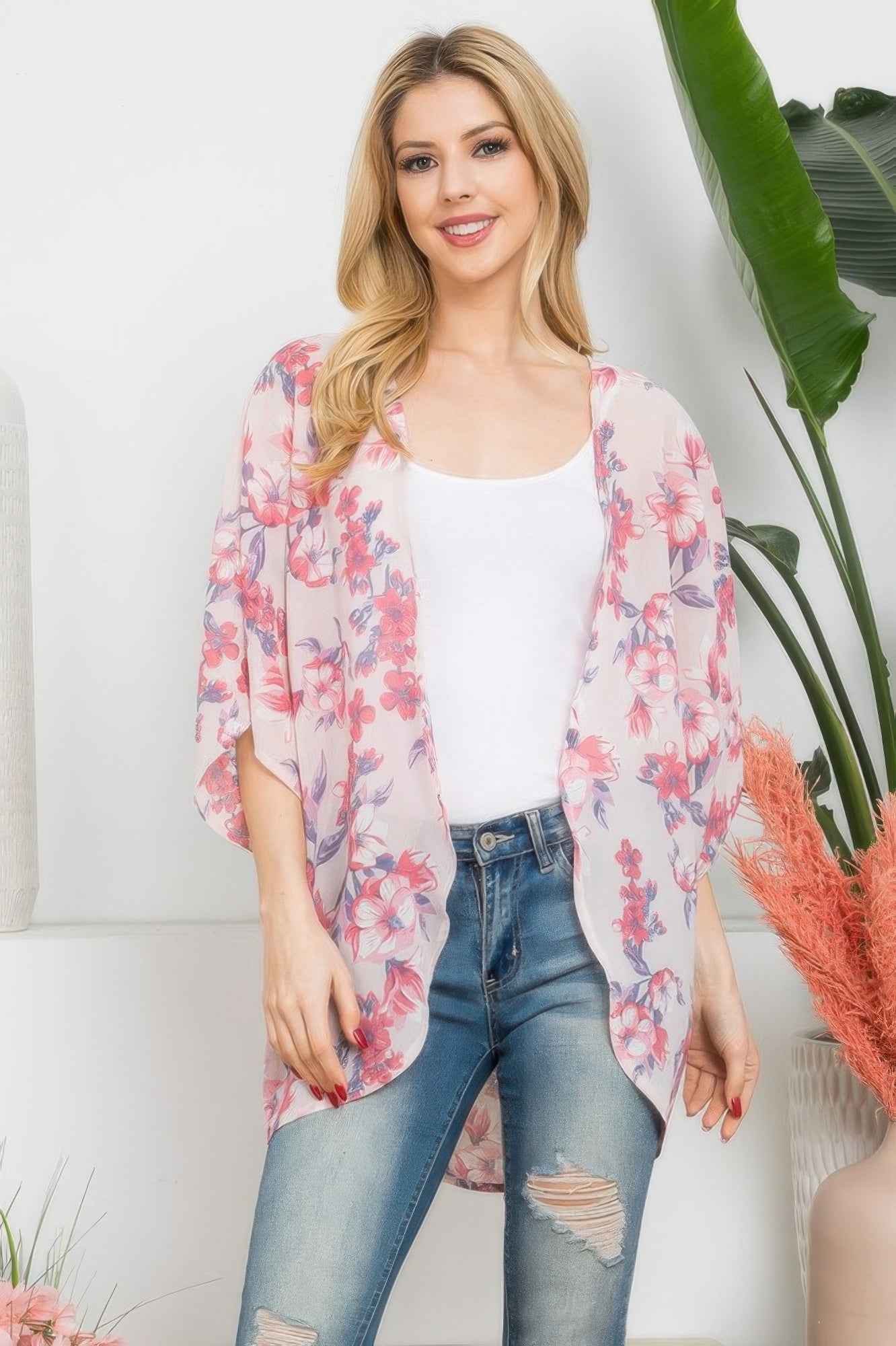 Flower Print Kimono