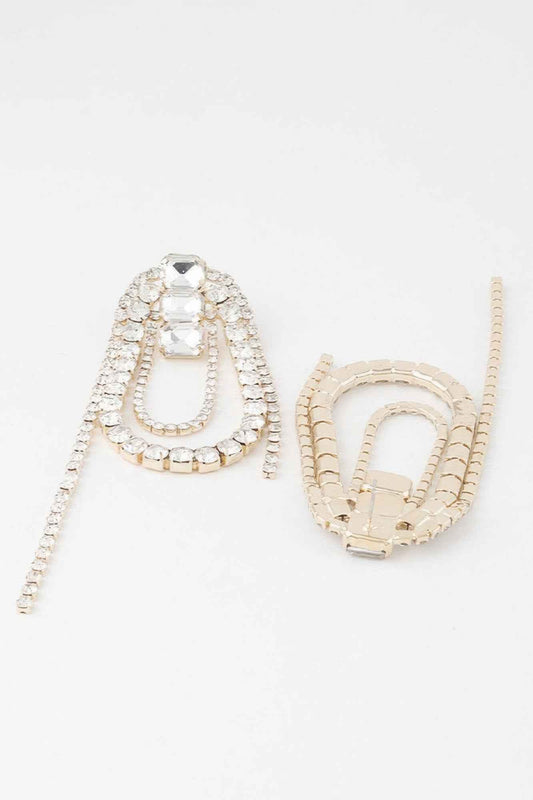 Oval Rhinestone Fringe Earrings