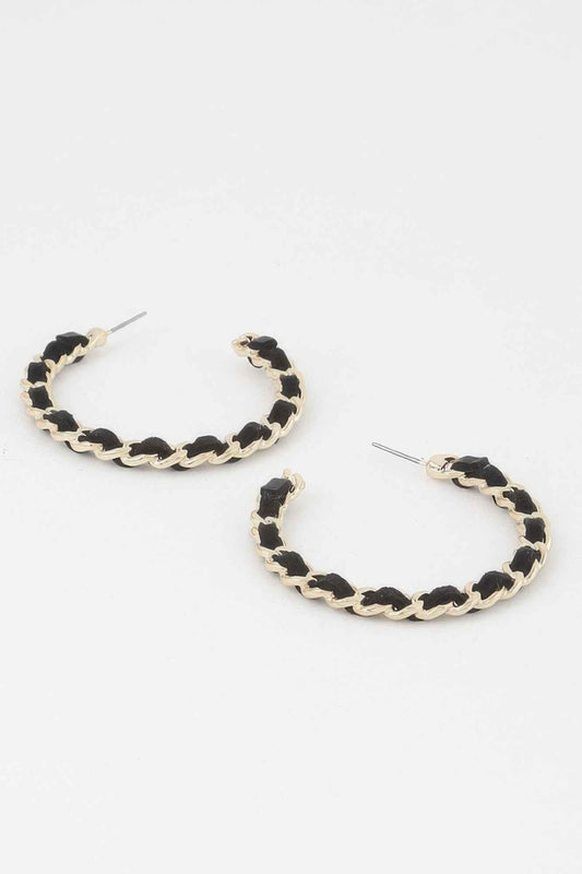 Velvet Lace Wrapped Hoop Earrings