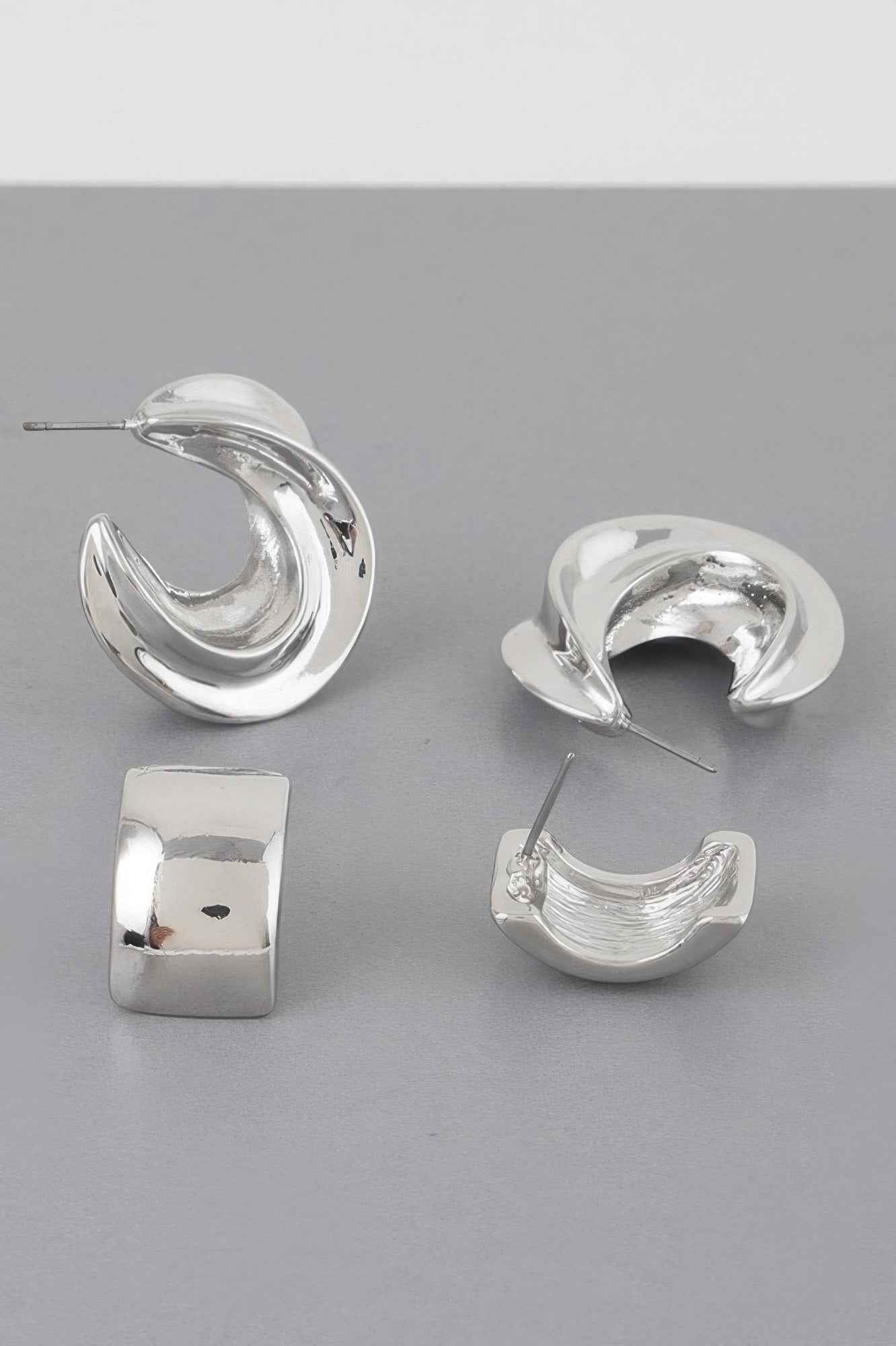 Two Pair Mini C Hoop Earrings Set